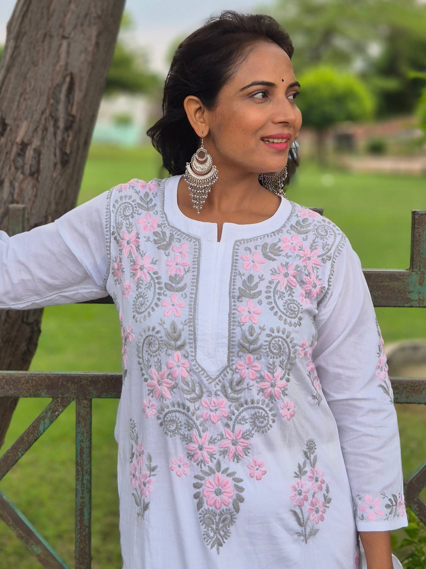 CHIKANKARI FABRIC COTTON KURTI